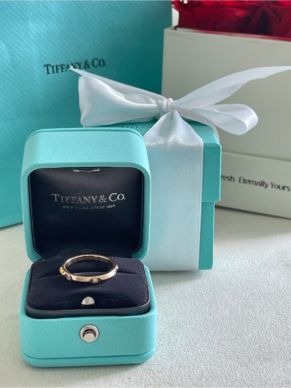Tiffany & Co. True Diamond Band Ring 18K Rose Gold Size 6.5  $1800